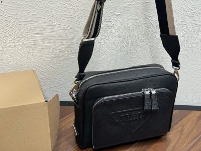 Prada Saffiano Leather Crossbody Messenger Bag view 5