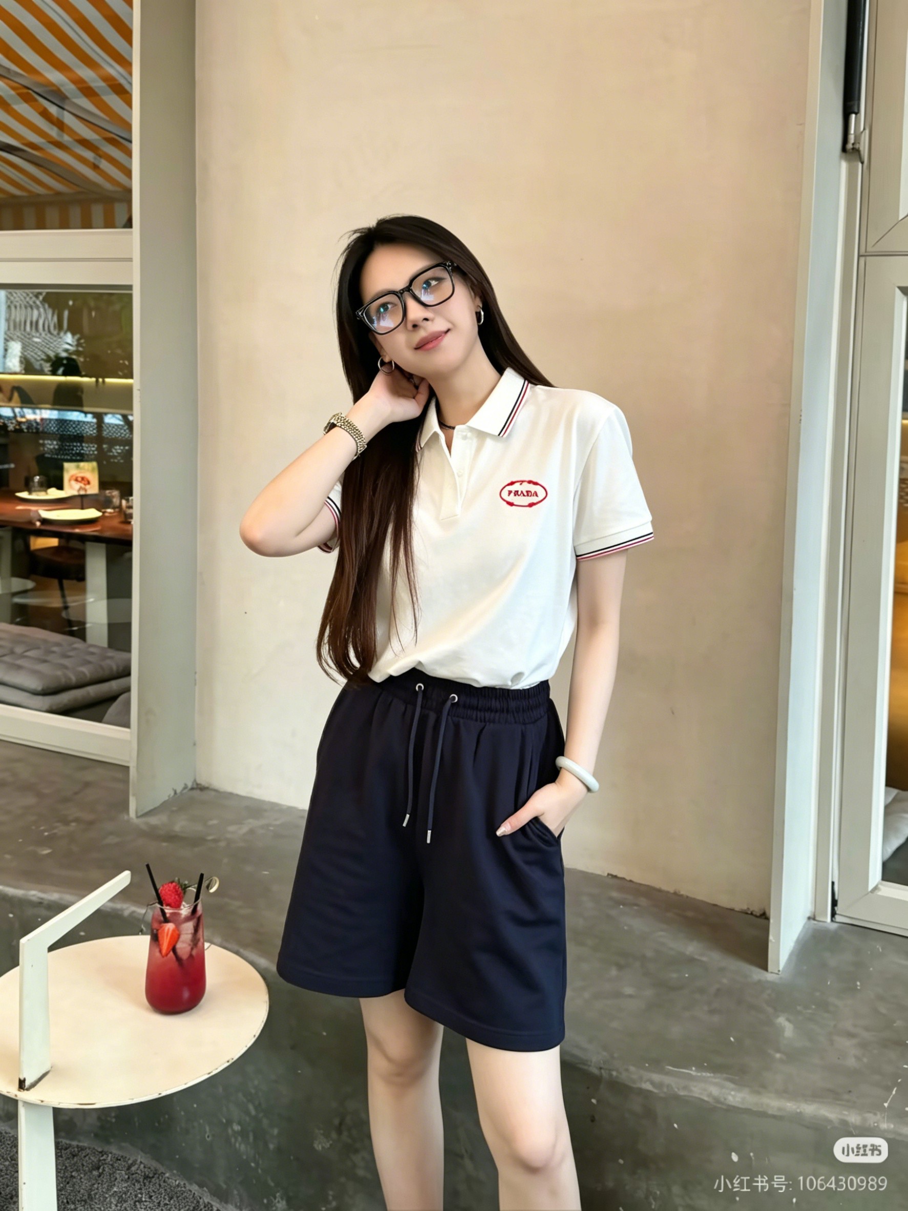 Prada Red Embroidered Letter Polo Shirt view