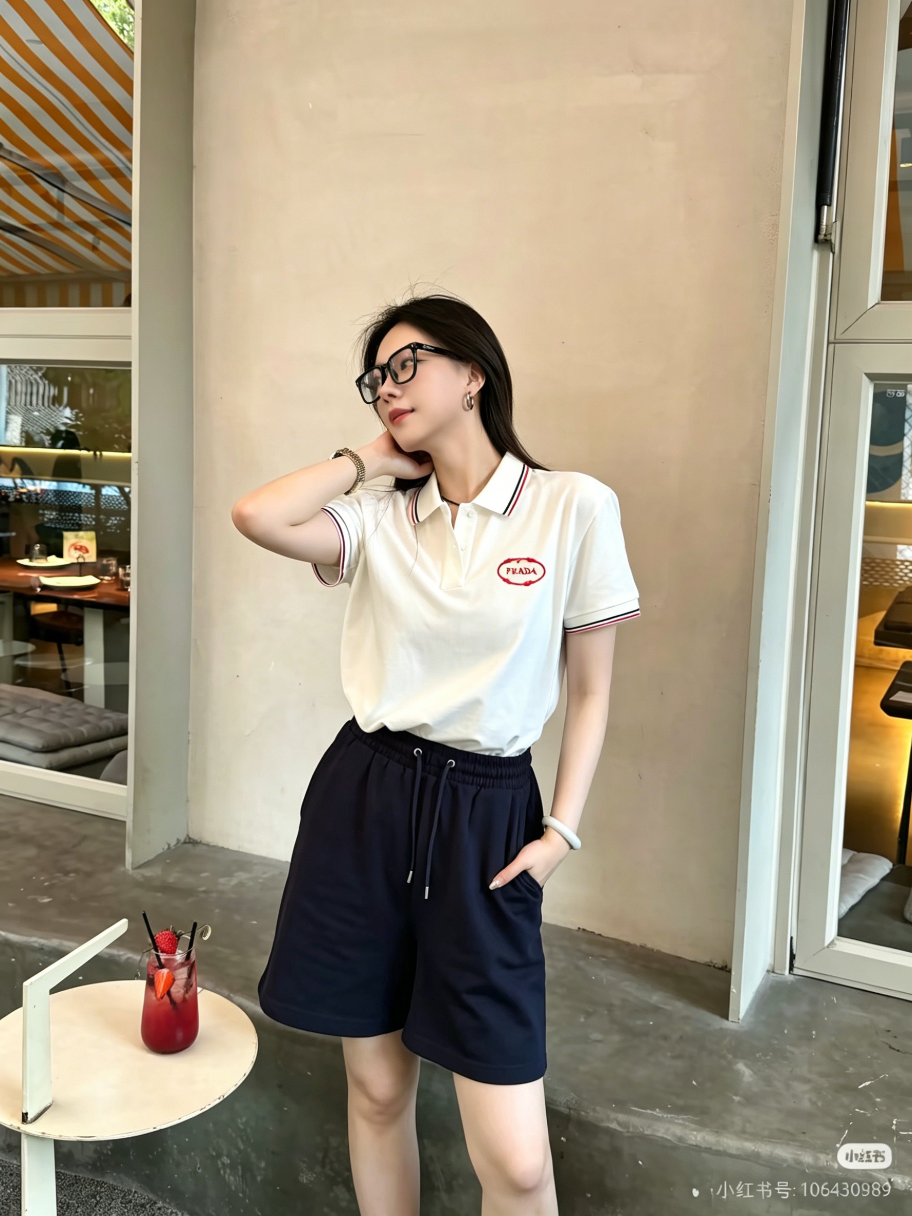 Prada Red Embroidered Letter Polo Shirt view