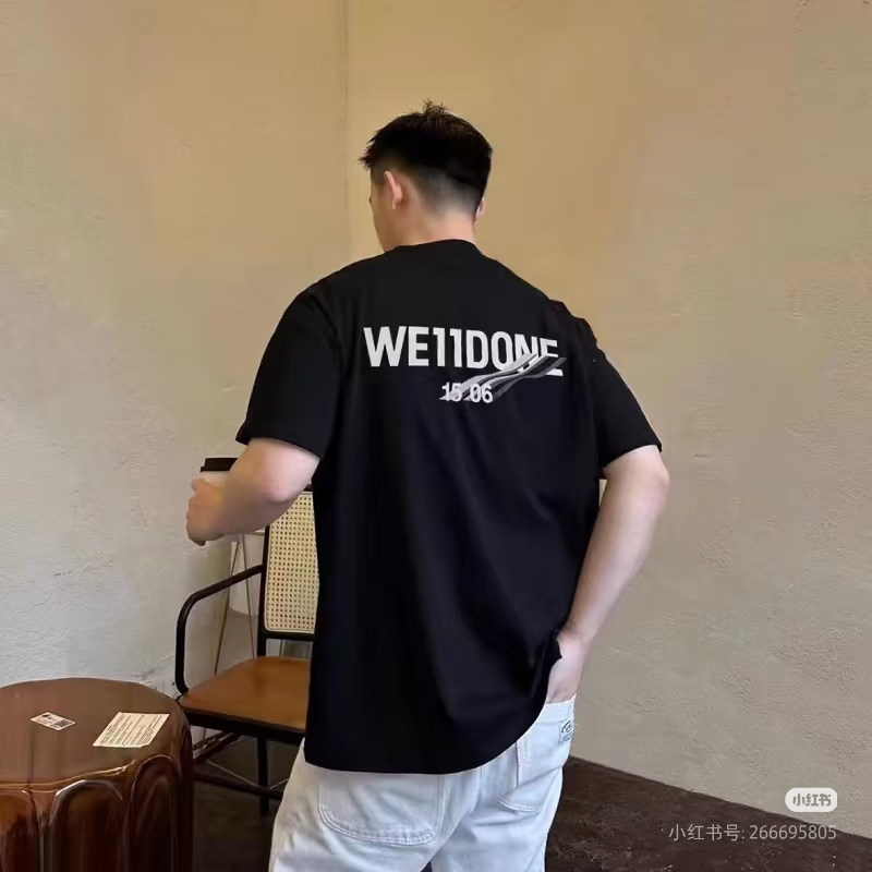We11done Ocean Wave Logo Print Tee view