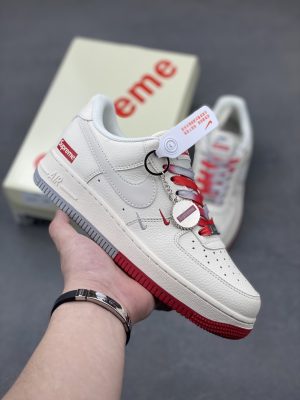 Nike Air Force 1 07 Low Supreme White Red Light Grey