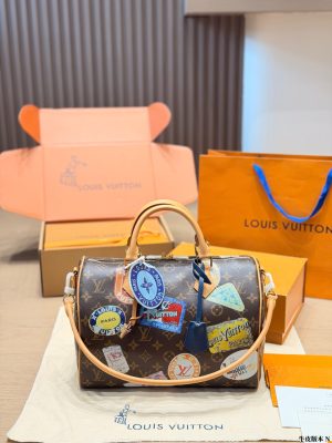 Louis Vuitton Speedy 30 Monogram Pillow Bag Pink Strap