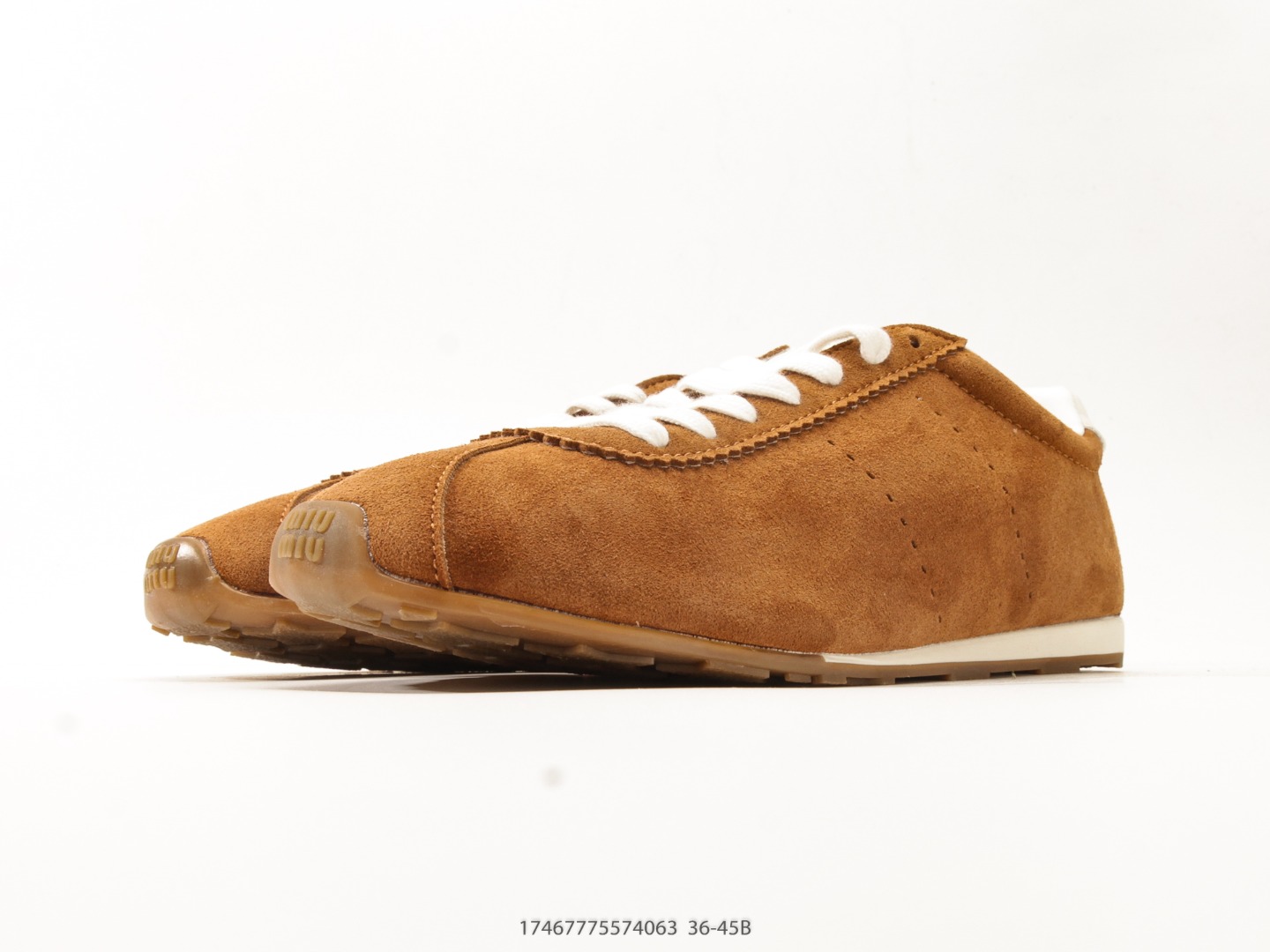 MiuMiu Plume Suede Tech-Fabric Derby Trainer view