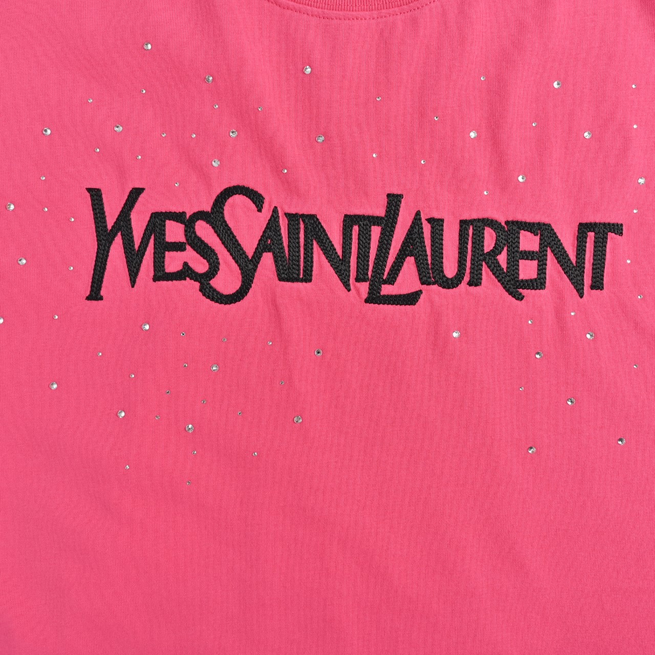 Saint Laurent 26SS Distressed Embroidery Crystal Oversize T-Shirt view