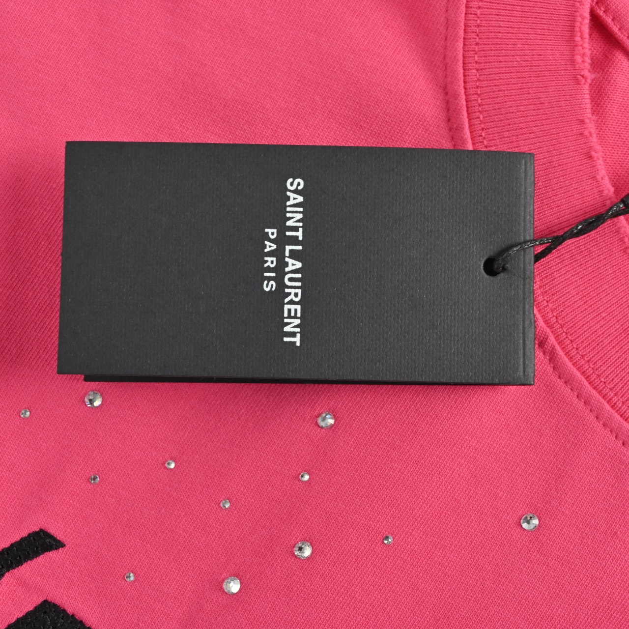 Saint Laurent 26SS Distressed Embroidery Crystal Oversize T-Shirt view