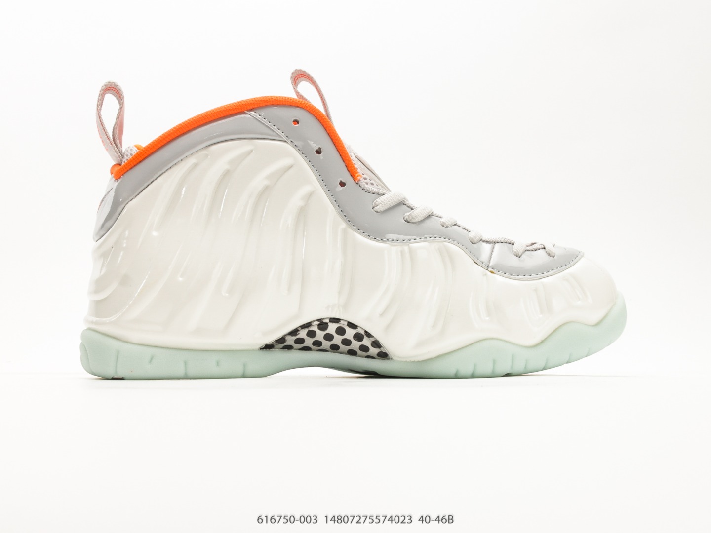 Nike Little Posite One White/Orange Basketball Shoe view
