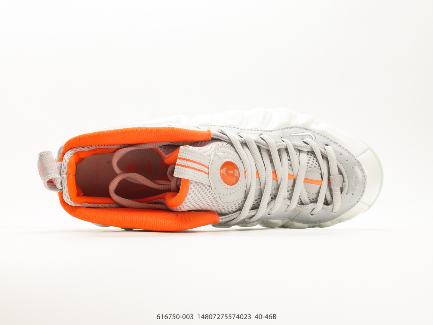 Nike Little Posite One White/Orange Basketball Shoe view
