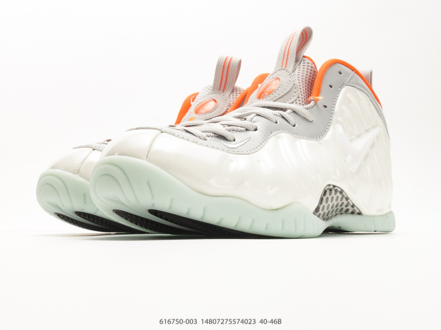Nike Little Posite One White/Orange Basketball Shoe view