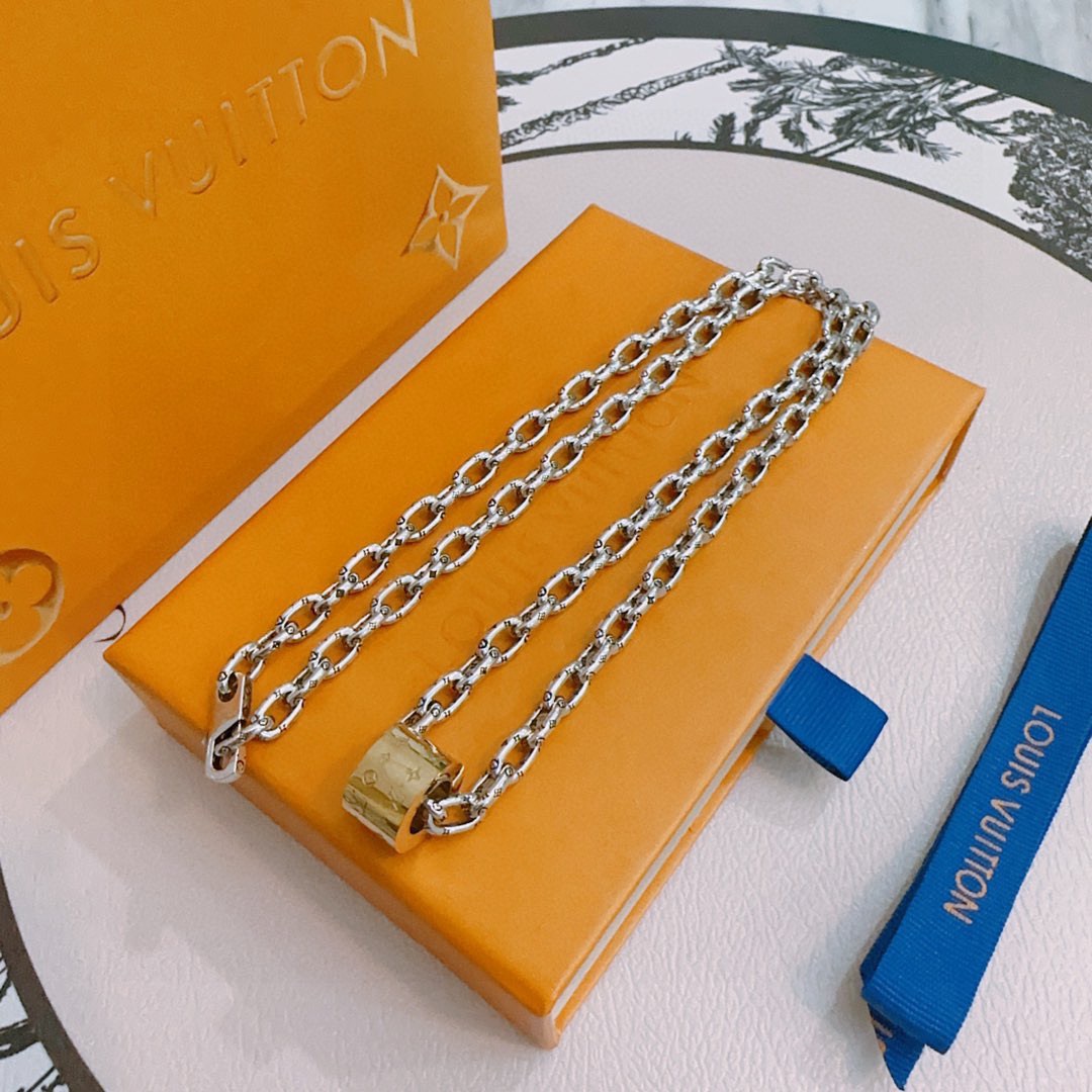 Louis Vuitton Punk Chain Necklace Silver