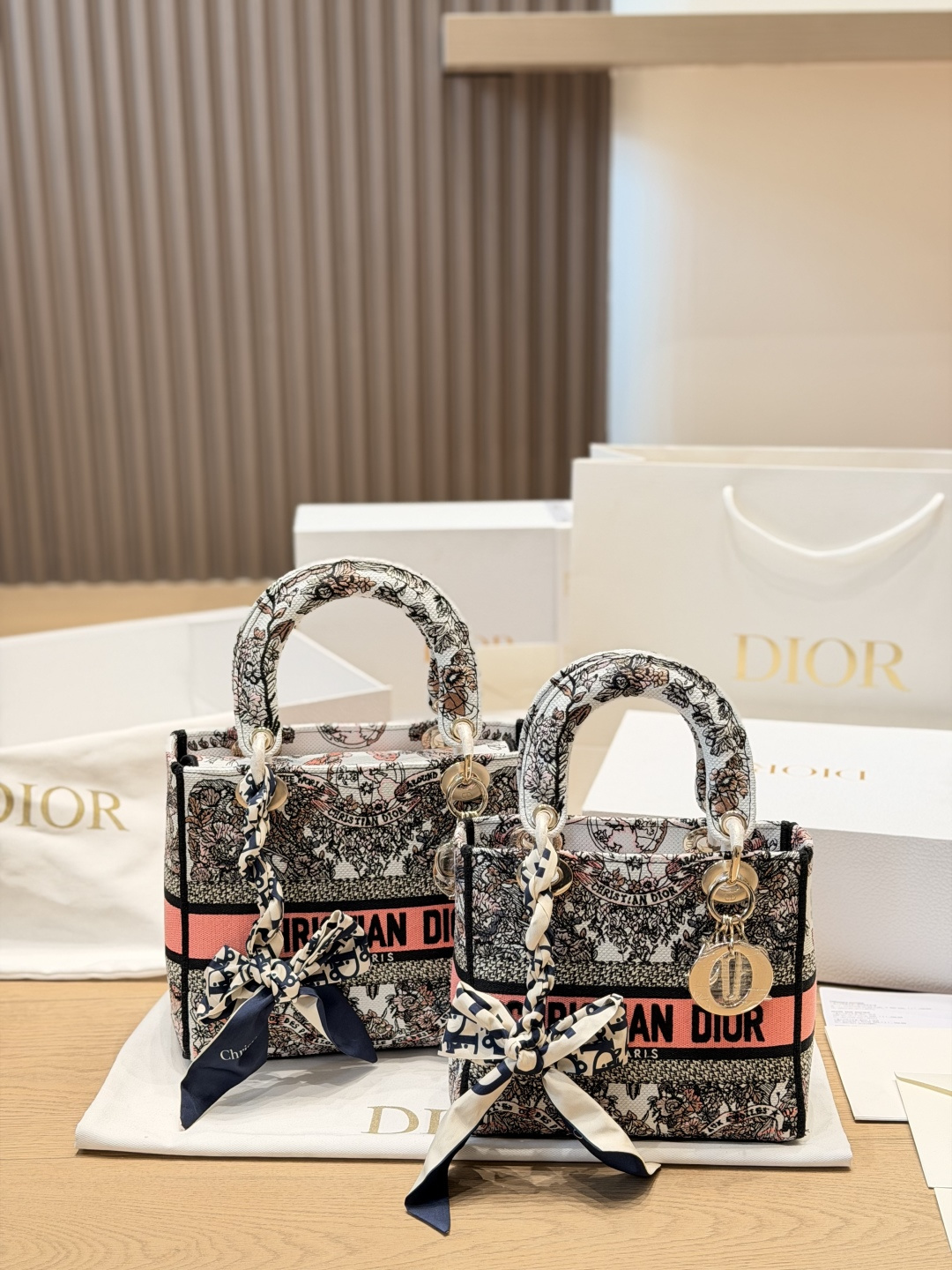 Dior Lady D-Lite Embroidered Flap Bag 24cm