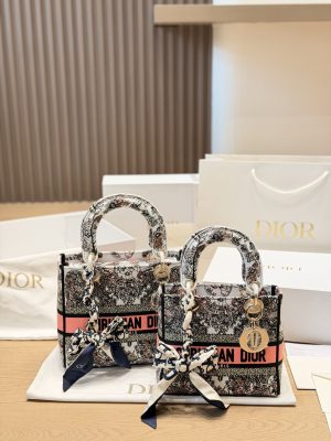 Dior Lady D-Lite Embroidered Flap Bag 24cm