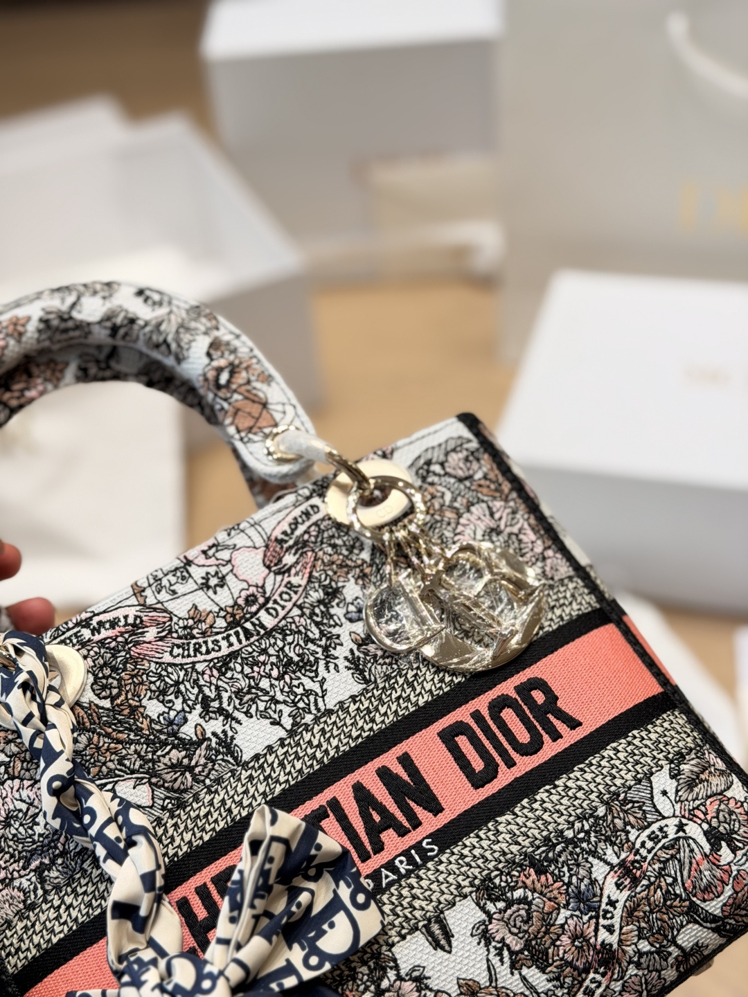 Dior Lady D-Lite Embroidered Flap Bag 24cm view