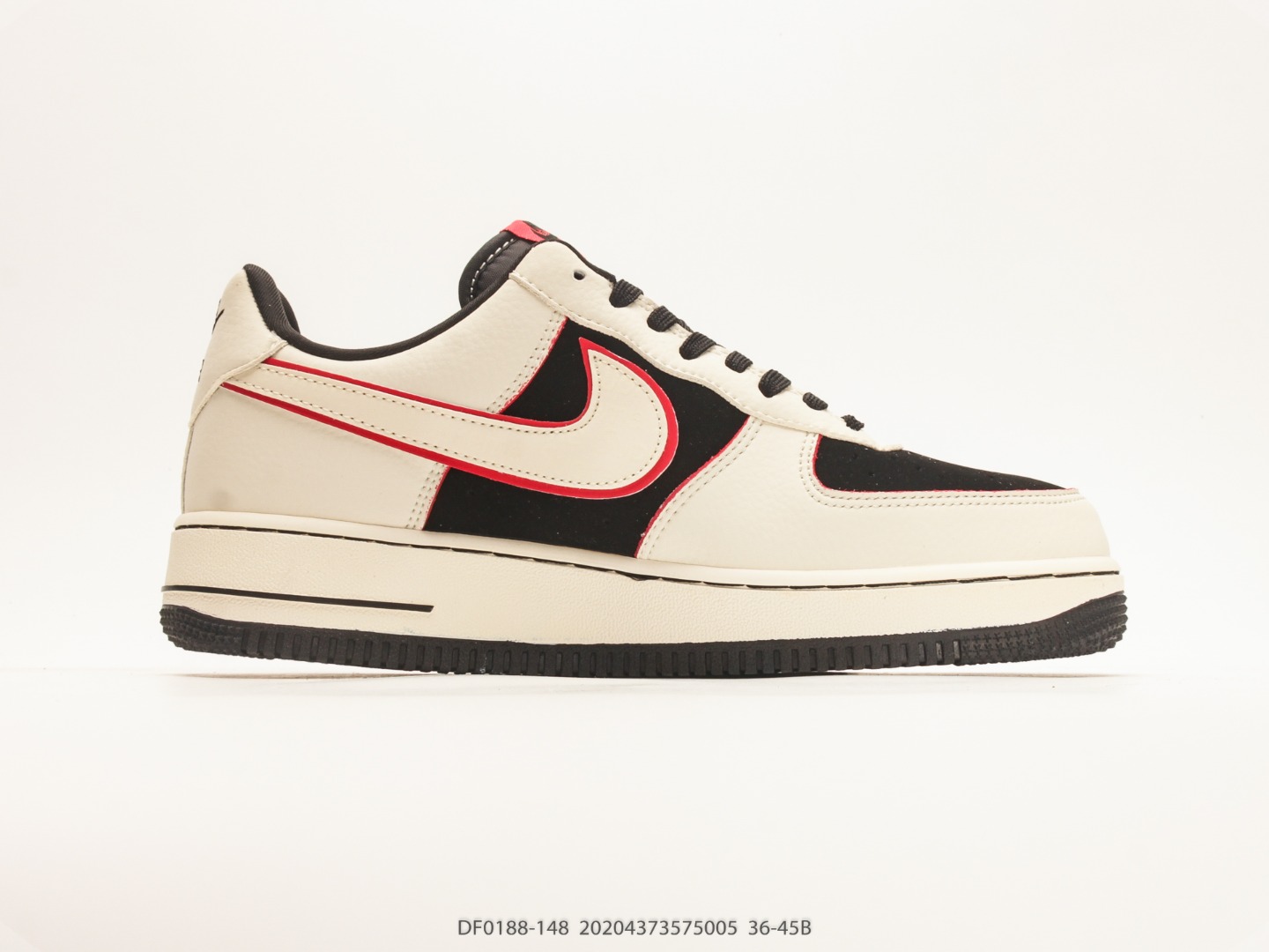 Nike Air Force 1 '07 Low Cream Black Red view