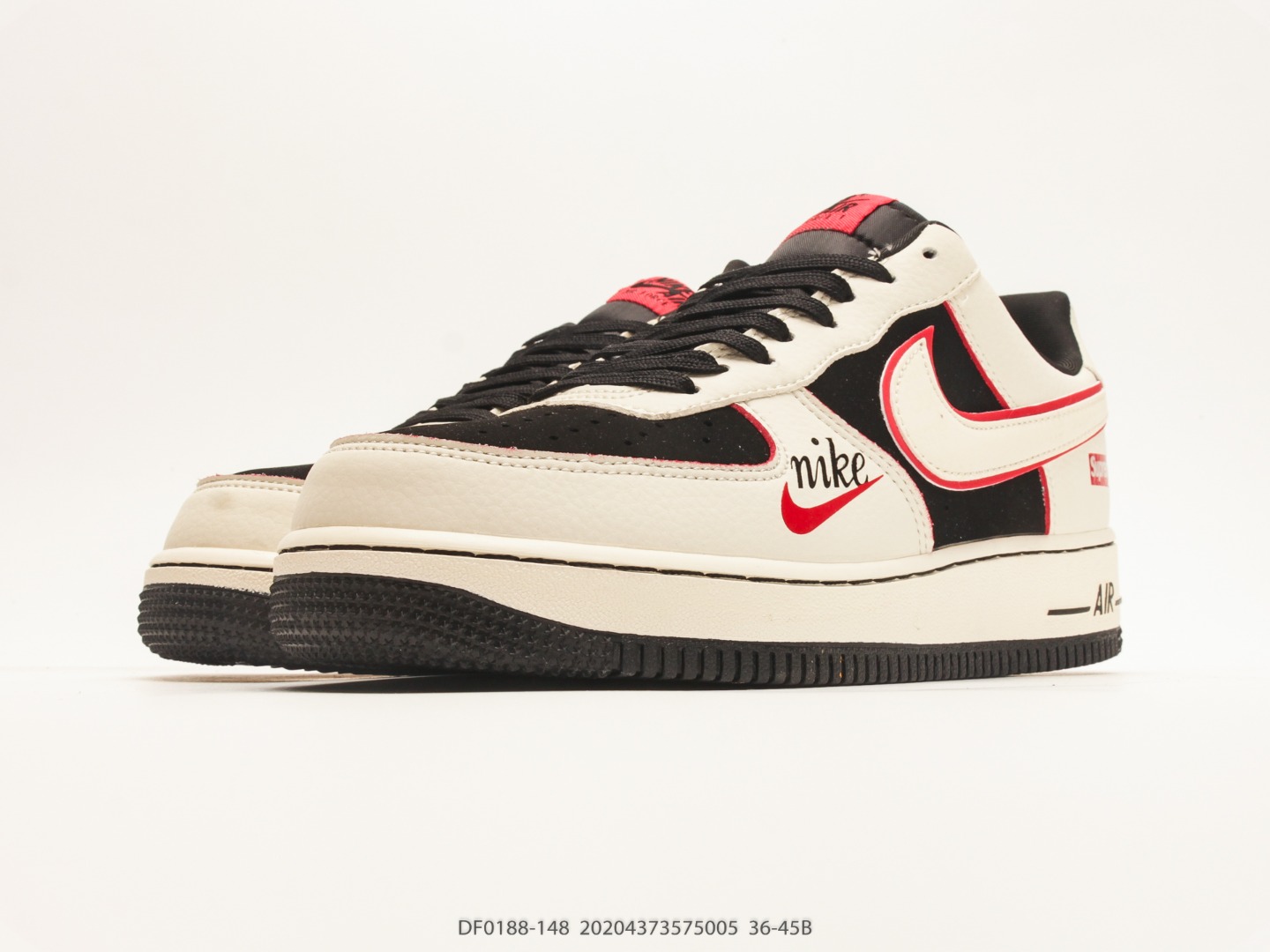 Nike Air Force 1 '07 Low Cream Black Red view