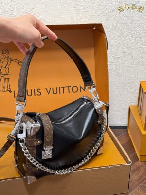 Louis Vuitton Side Trunk Bag Black x Brown Upgraded view 2