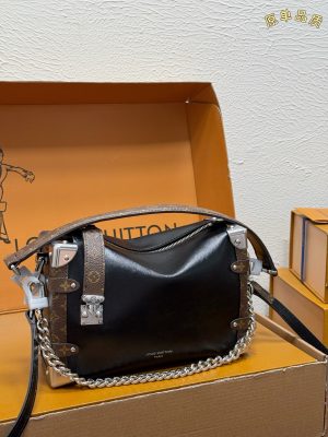 Louis Vuitton Side Trunk Bag Black x Brown Upgraded view 5
