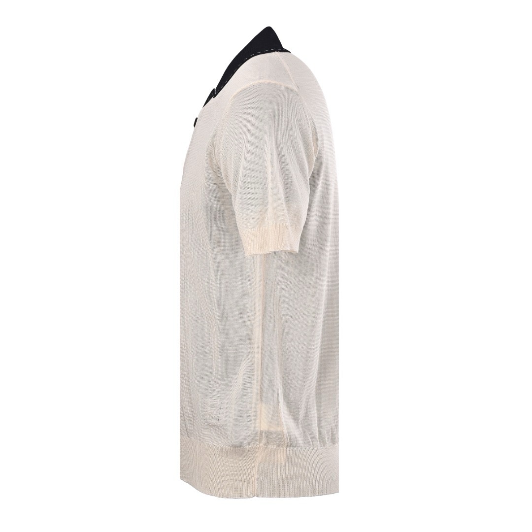 Fendi FF Contrast-Stitch Jacquard Knit Polo Shirt view