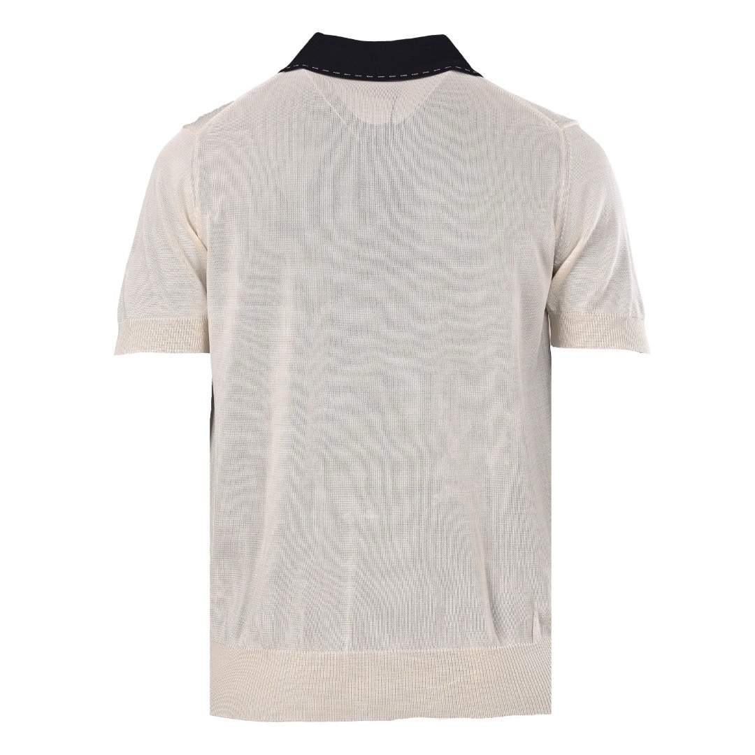 Fendi FF Contrast-Stitch Jacquard Knit Polo Shirt view