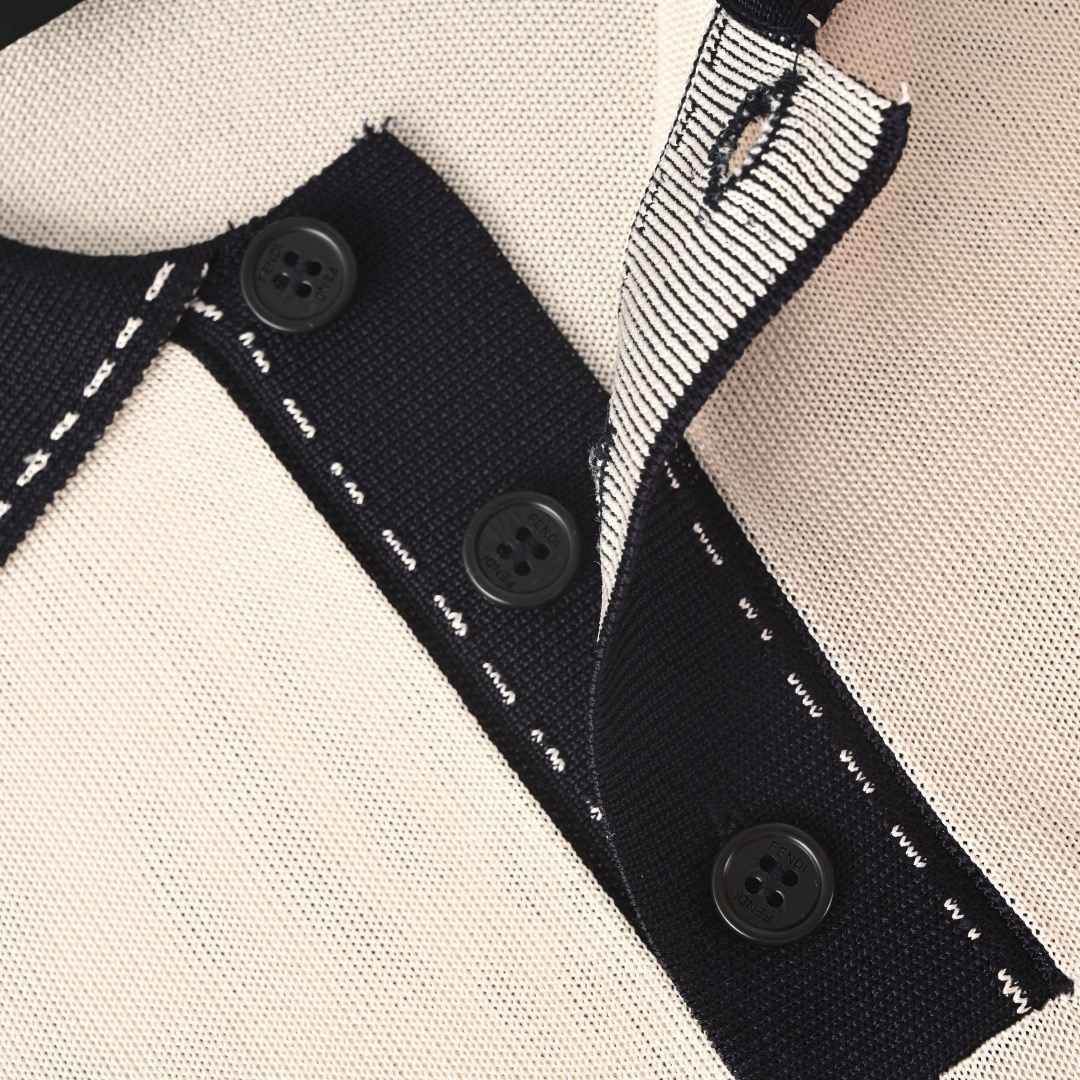Fendi FF Contrast-Stitch Jacquard Knit Polo Shirt view