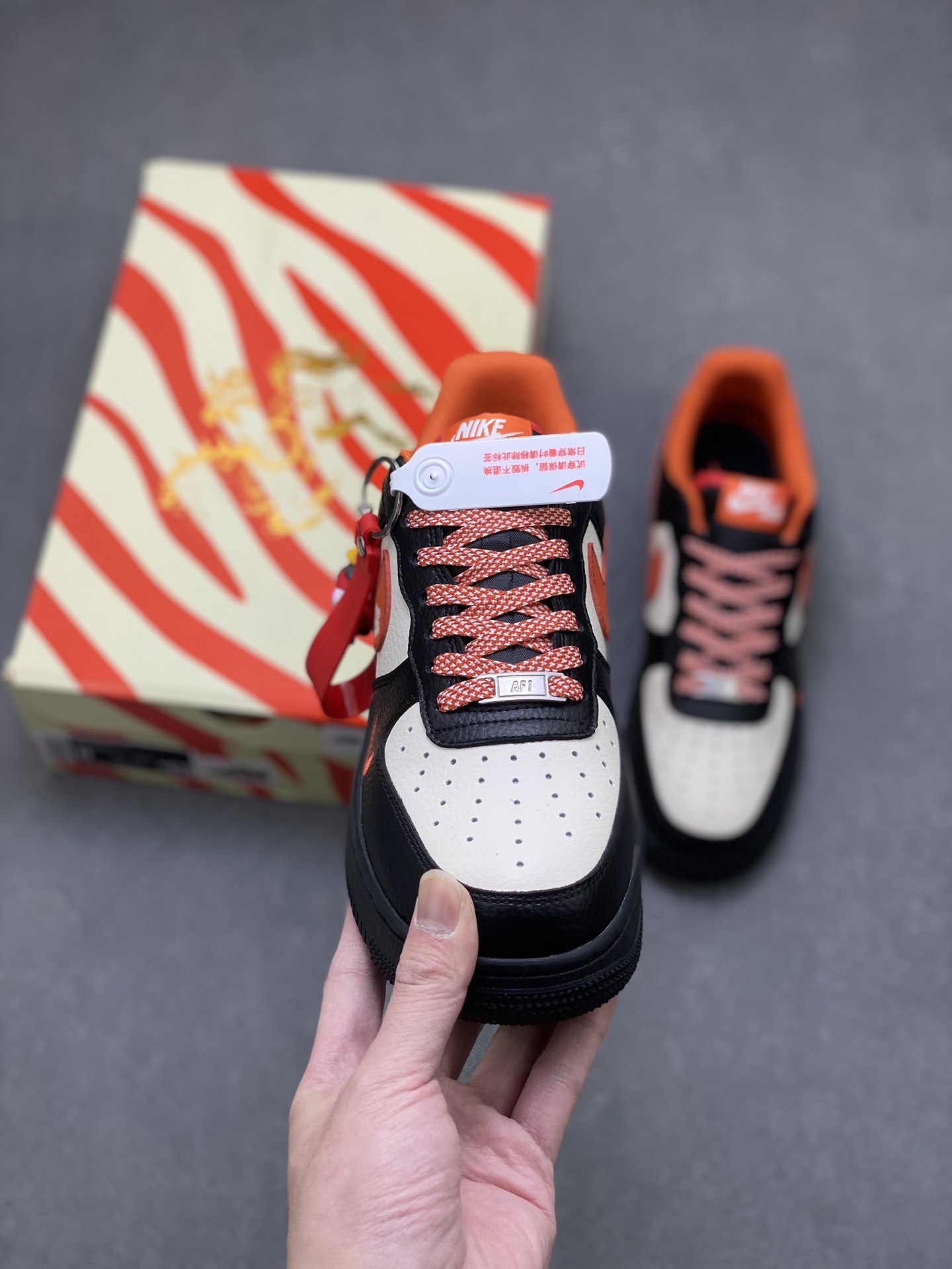 Nike Air Force 1 '07 Low Black White Orange view