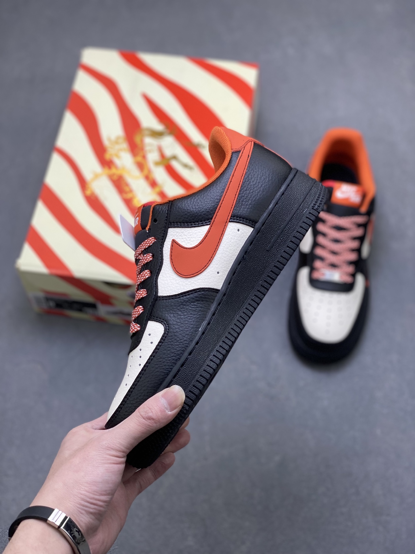 Nike Air Force 1 '07 Low Black White Orange view