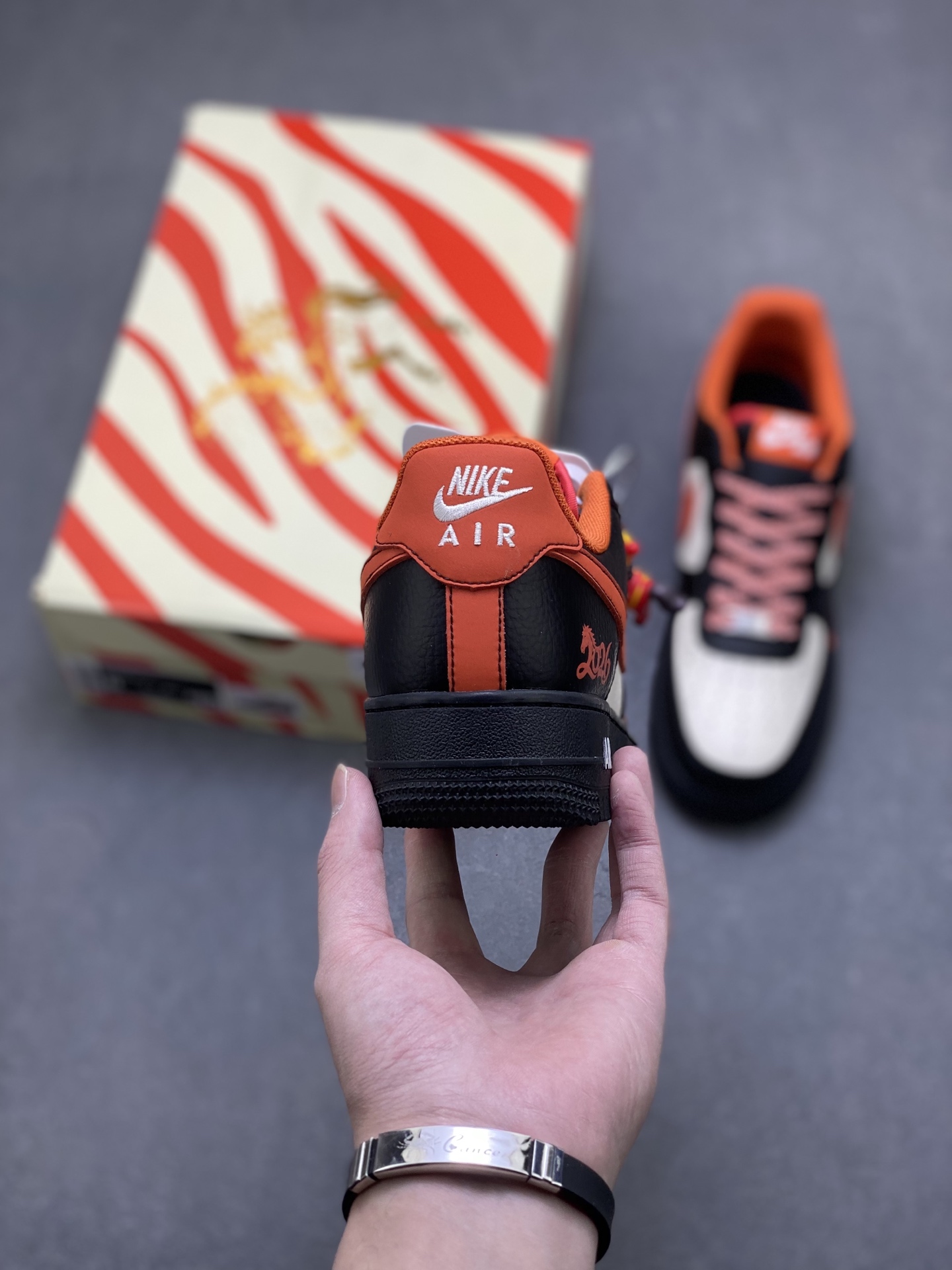 Nike Air Force 1 '07 Low Black White Orange view