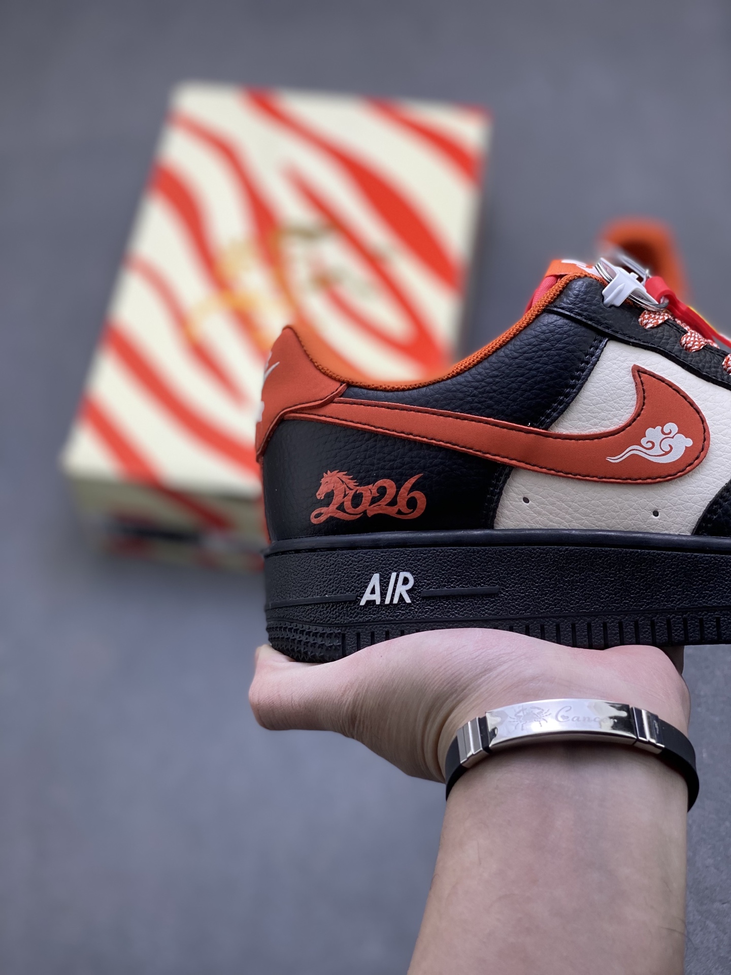 Nike Air Force 1 '07 Low Black White Orange view