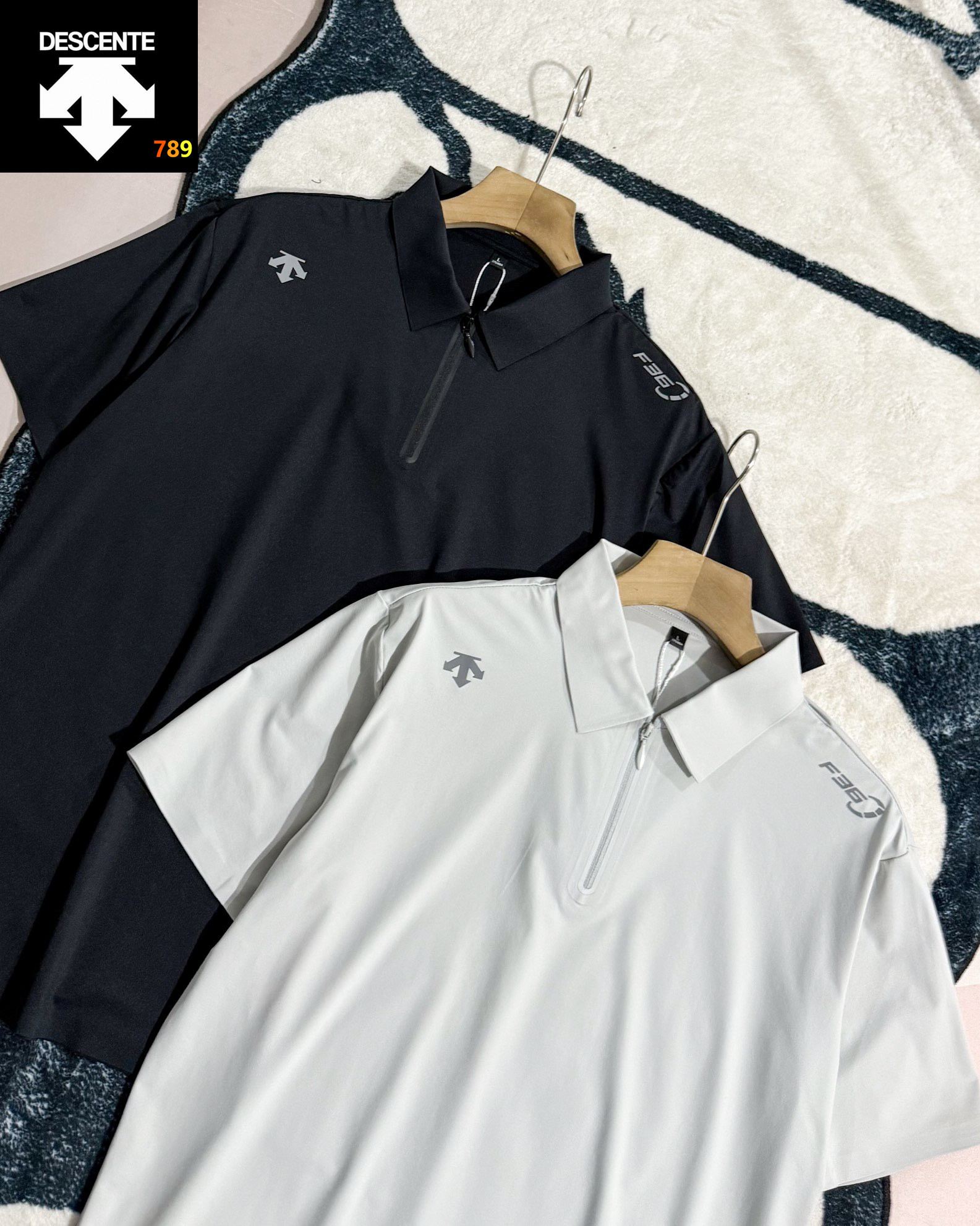 Descente Golf Series Half-Zip Ice-Silk Polo Shirt Black / Grey view