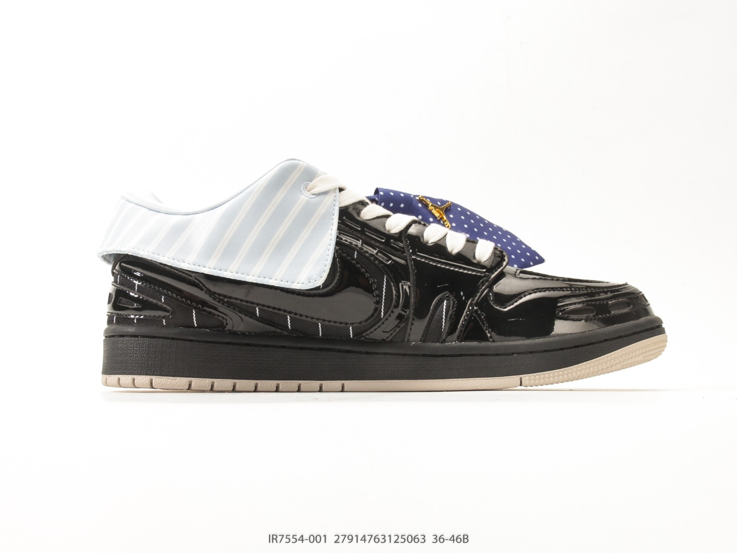 Nike Jordan 1 Low Black White Navy view