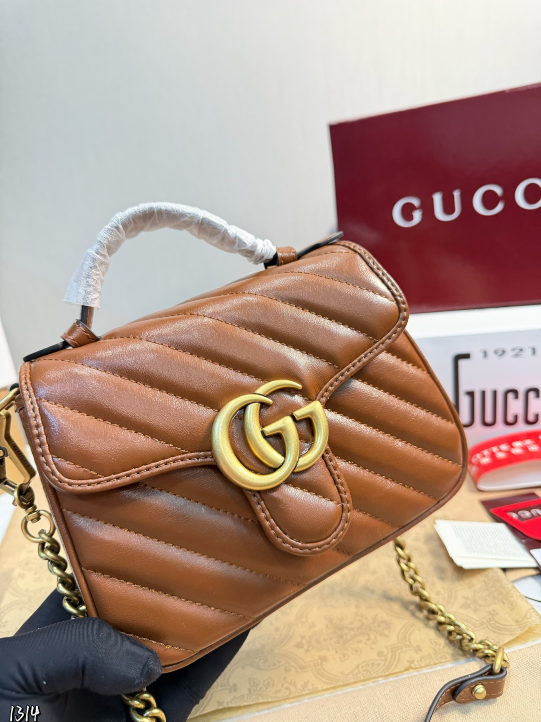 Gucci GG Marmont Small Messenger Bag Caramel view