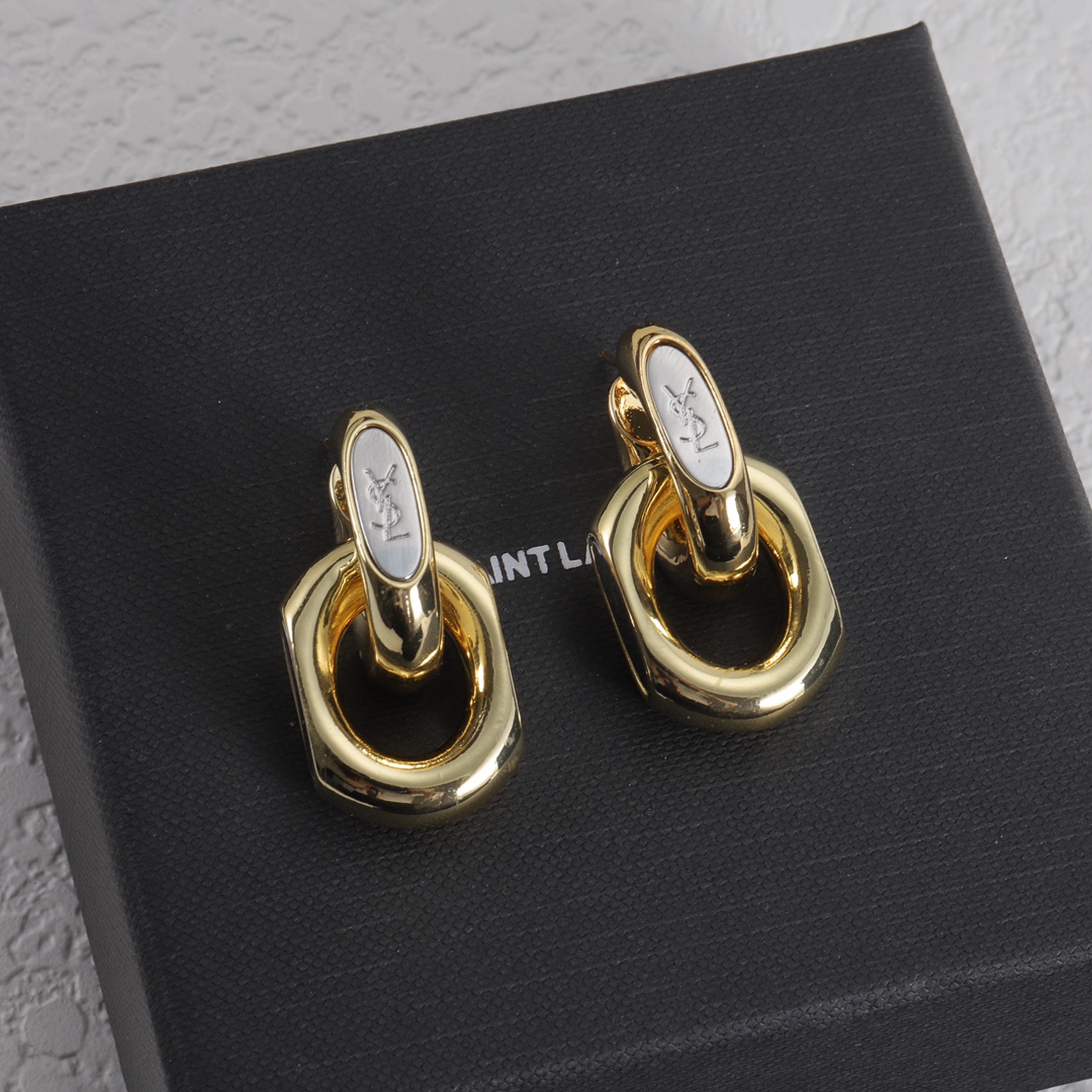 Yves Saint Laurent YSL Logo Stud Earrings