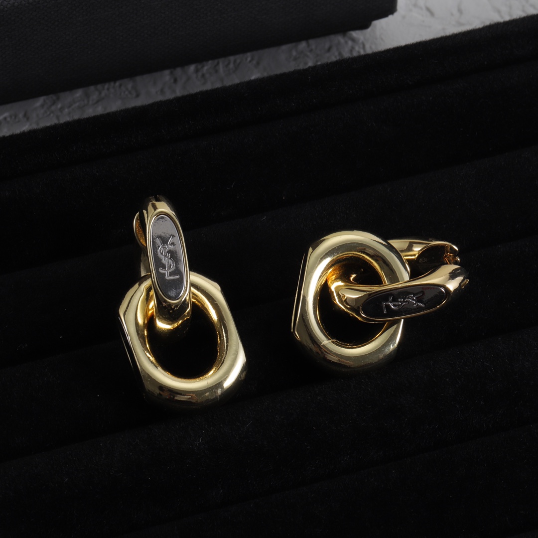 Yves Saint Laurent YSL Logo Stud Earrings view