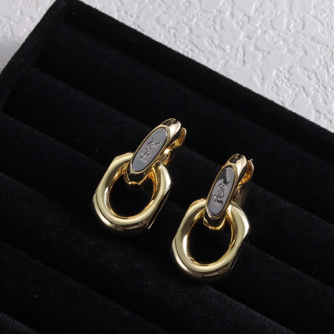 Yves Saint Laurent YSL Logo Stud Earrings view