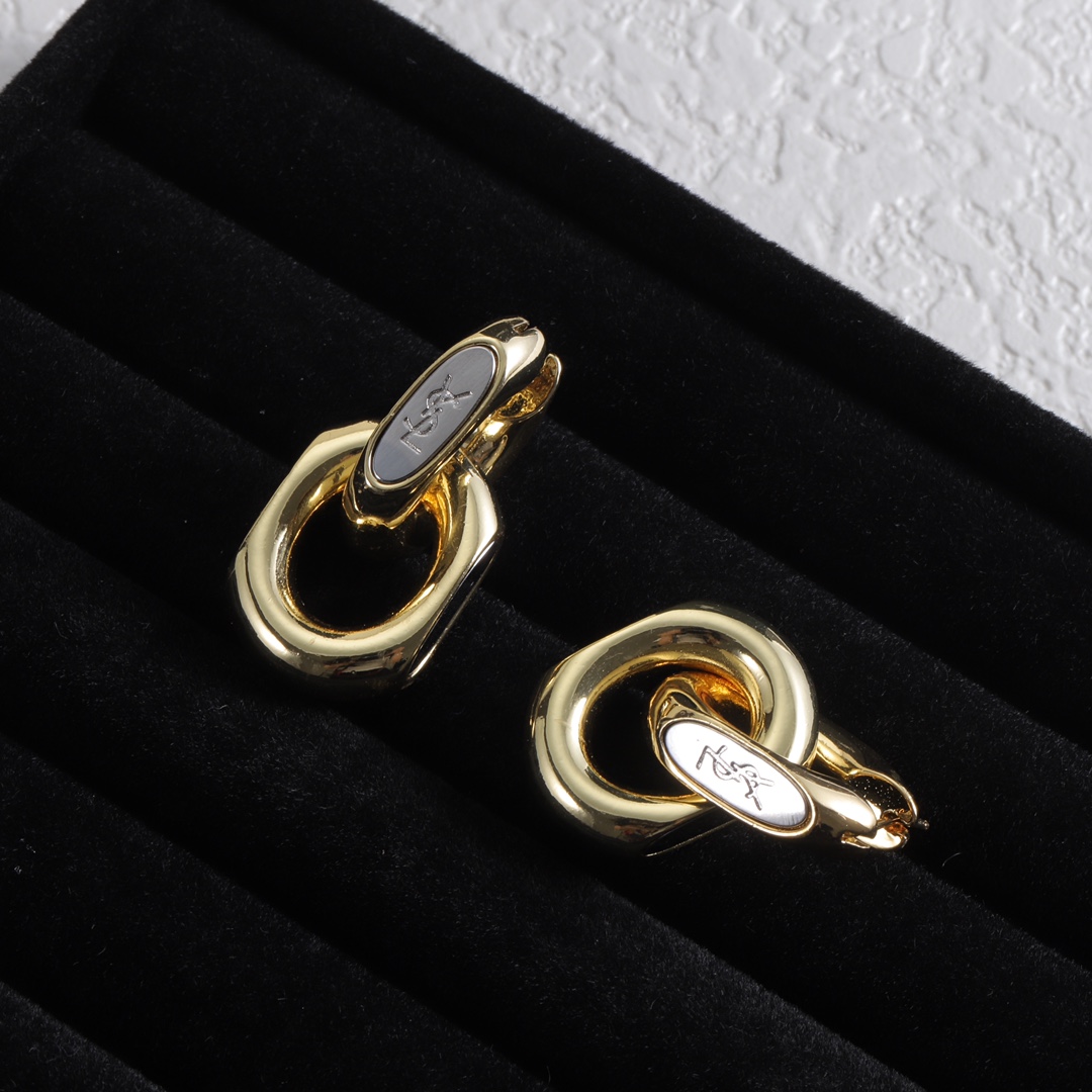 Yves Saint Laurent YSL Logo Stud Earrings view