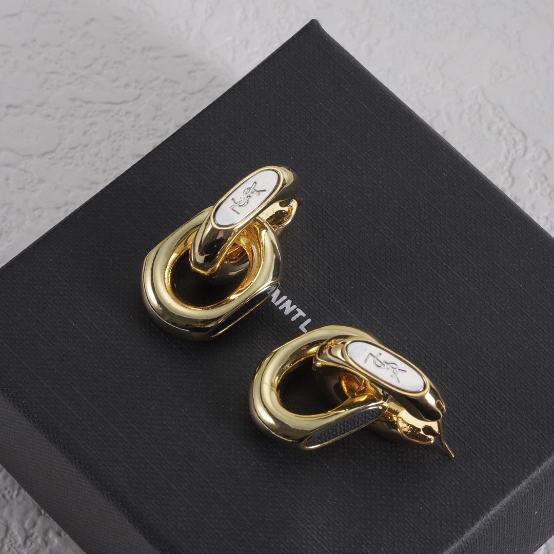 Yves Saint Laurent YSL Logo Stud Earrings view