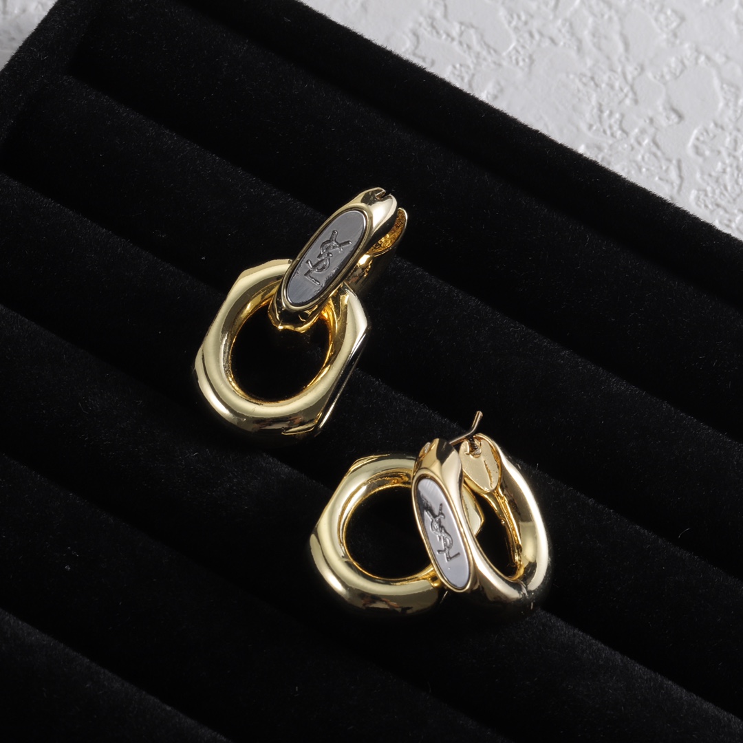 Yves Saint Laurent YSL Logo Stud Earrings view
