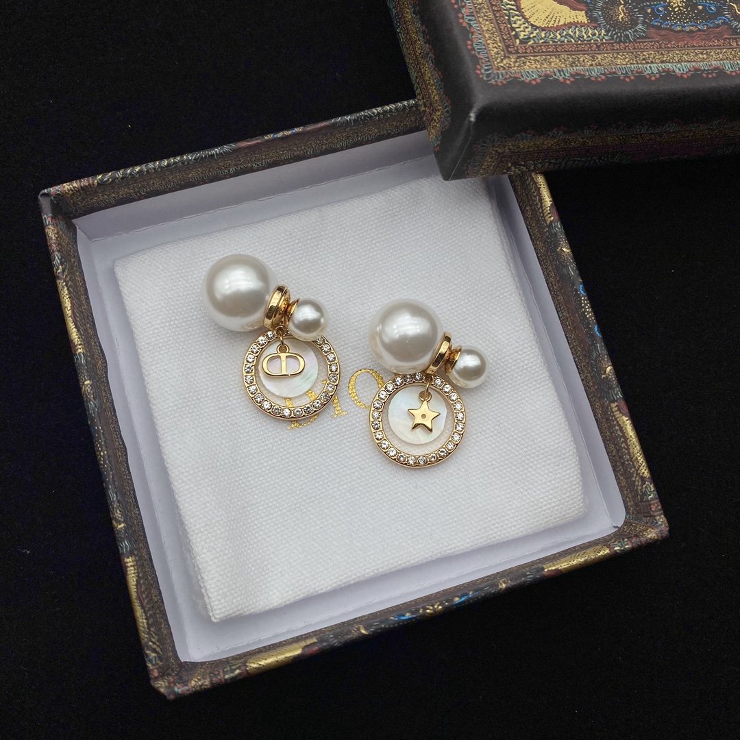 Dior CD Star Mother-of-Pearl Stud Earrings