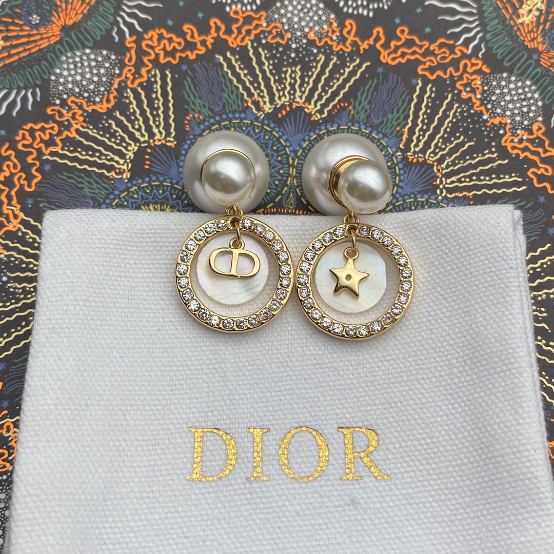 Dior CD Star Mother-of-Pearl Stud Earrings view