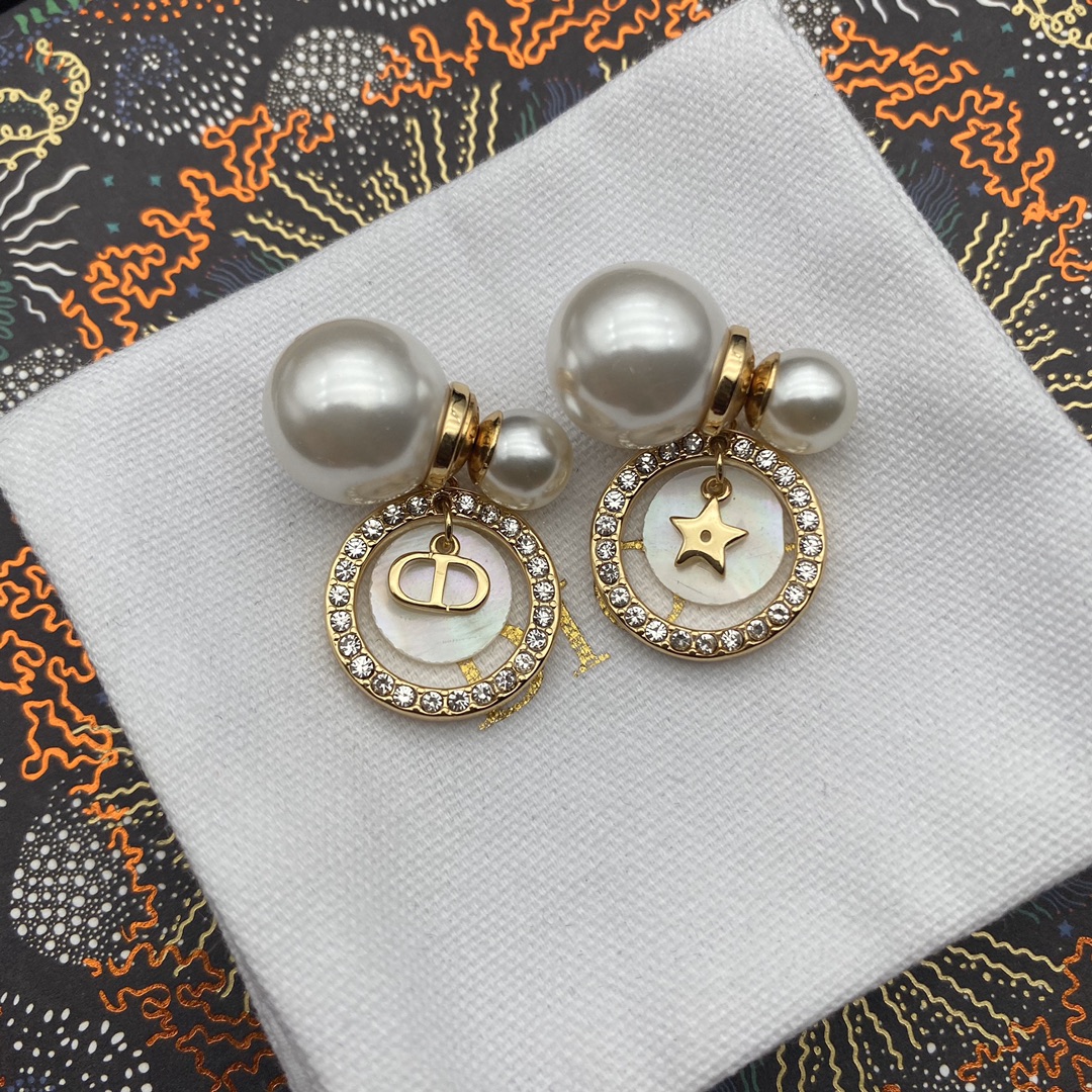 Dior CD Star Mother-of-Pearl Stud Earrings view