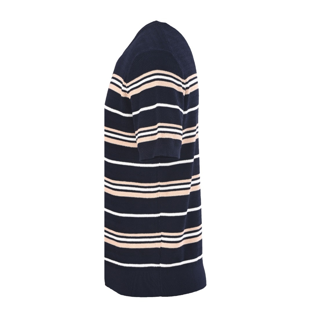 Loro Piana Striped Wool-Lyocell Knit T-Shirt Navy view