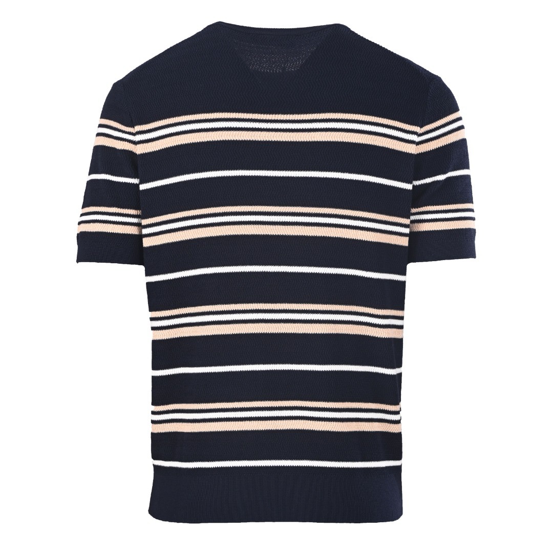 Loro Piana Striped Wool-Lyocell Knit T-Shirt Navy view