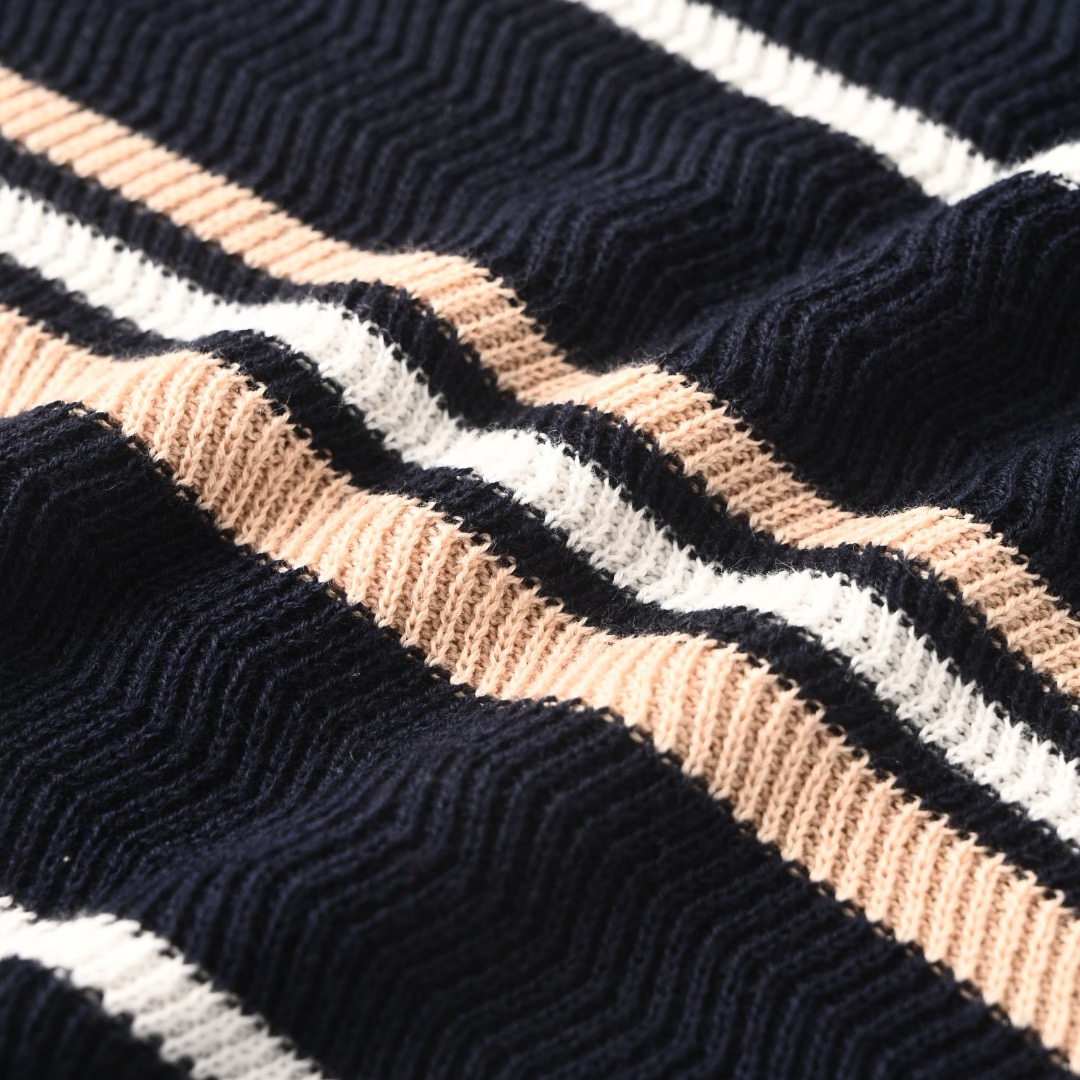 Loro Piana Striped Wool-Lyocell Knit T-Shirt Navy view