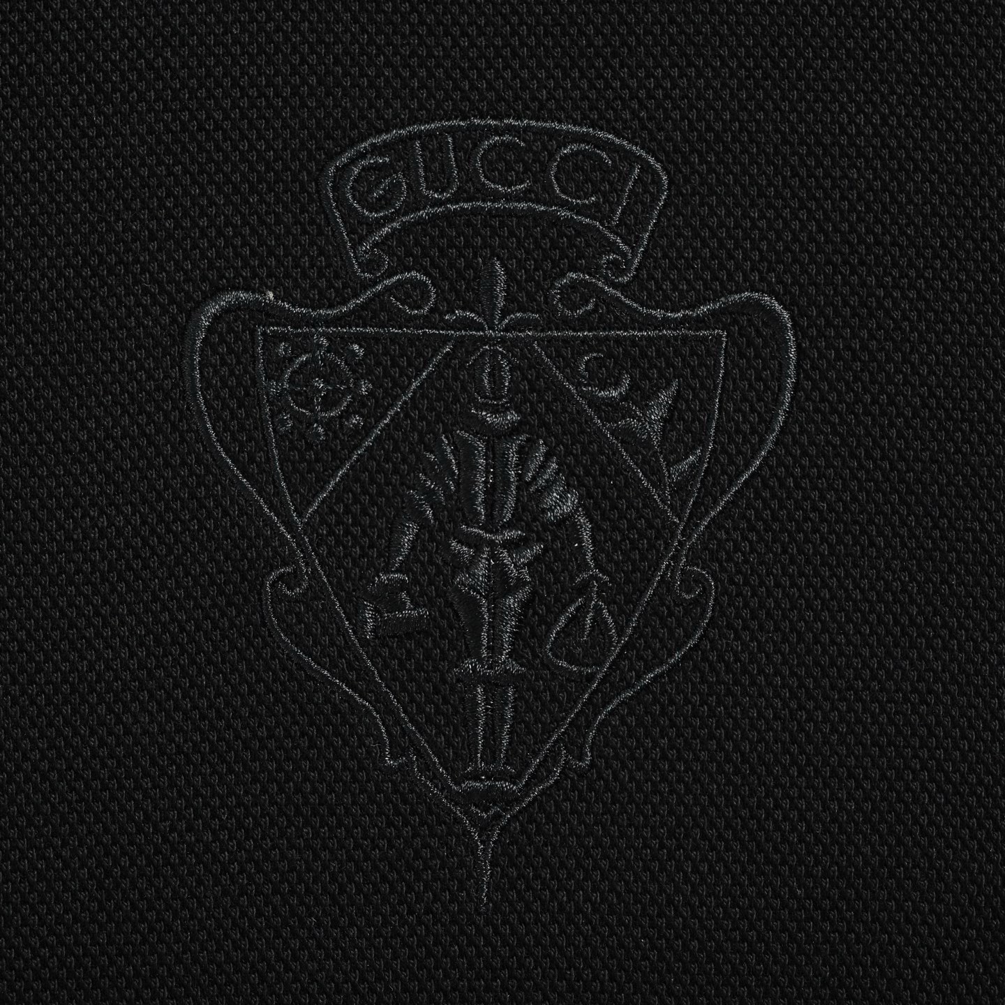 Gucci Shield New Emblem Embroidered Pique Cotton Long-Sleeve Shirt view