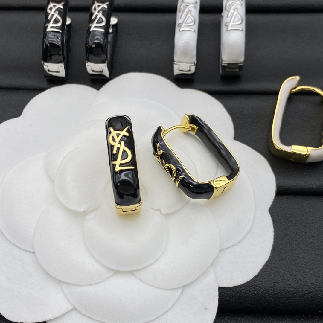 Yves Saint Laurent YSL Logo Stud Earrings Classic view