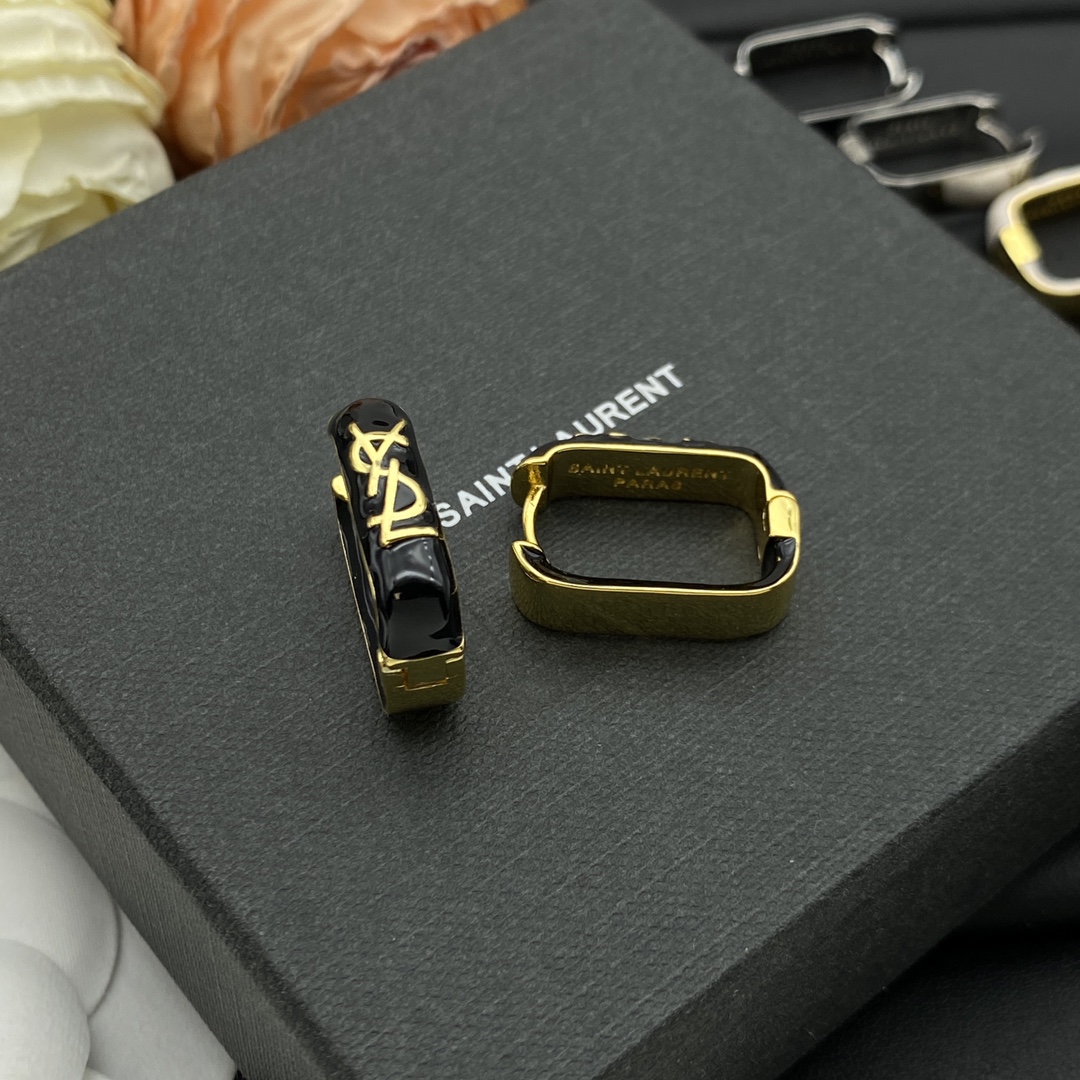 Yves Saint Laurent YSL Logo Stud Earrings Classic view