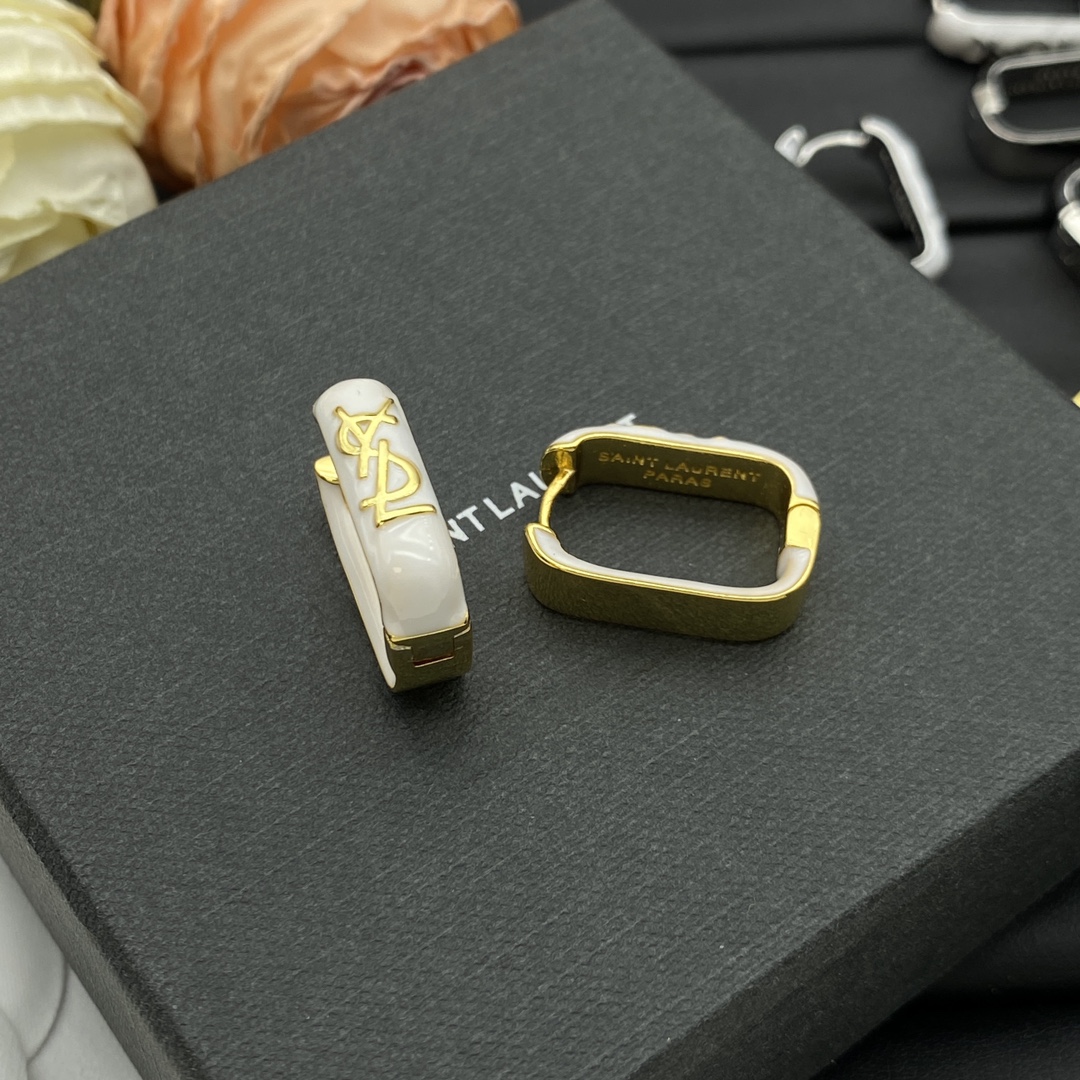 Yves Saint Laurent YSL Logo Stud Earrings Classic view
