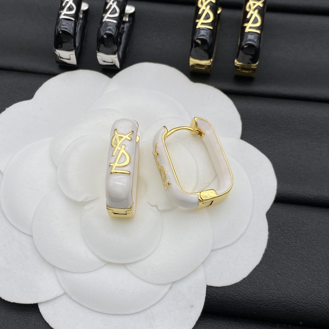 Yves Saint Laurent YSL Logo Stud Earrings Classic view