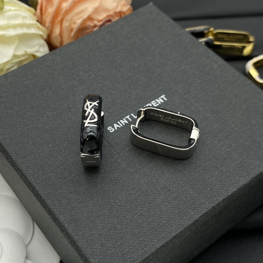 Yves Saint Laurent YSL Logo Stud Earrings Classic view