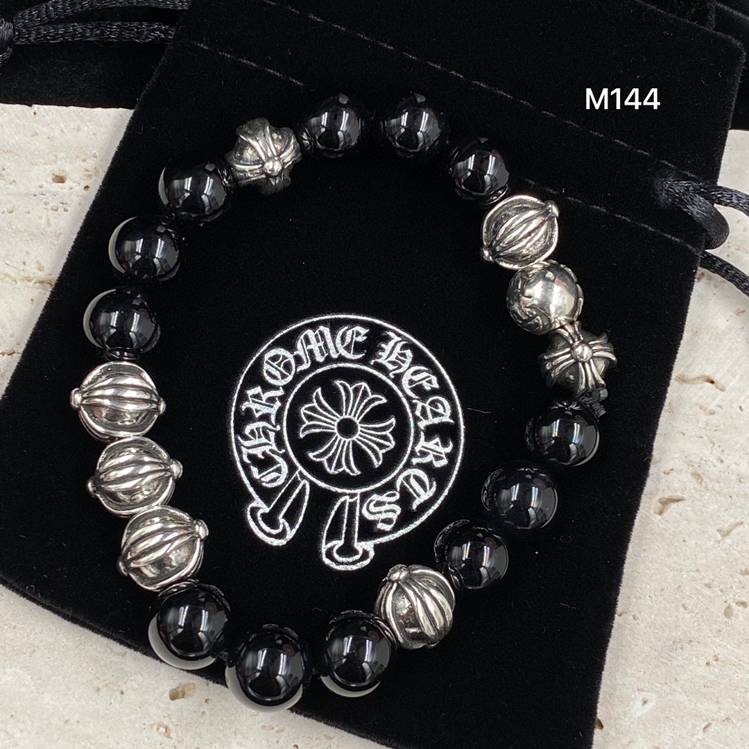 Chrome Hearts Obsidian Cross Bead Bracelet view