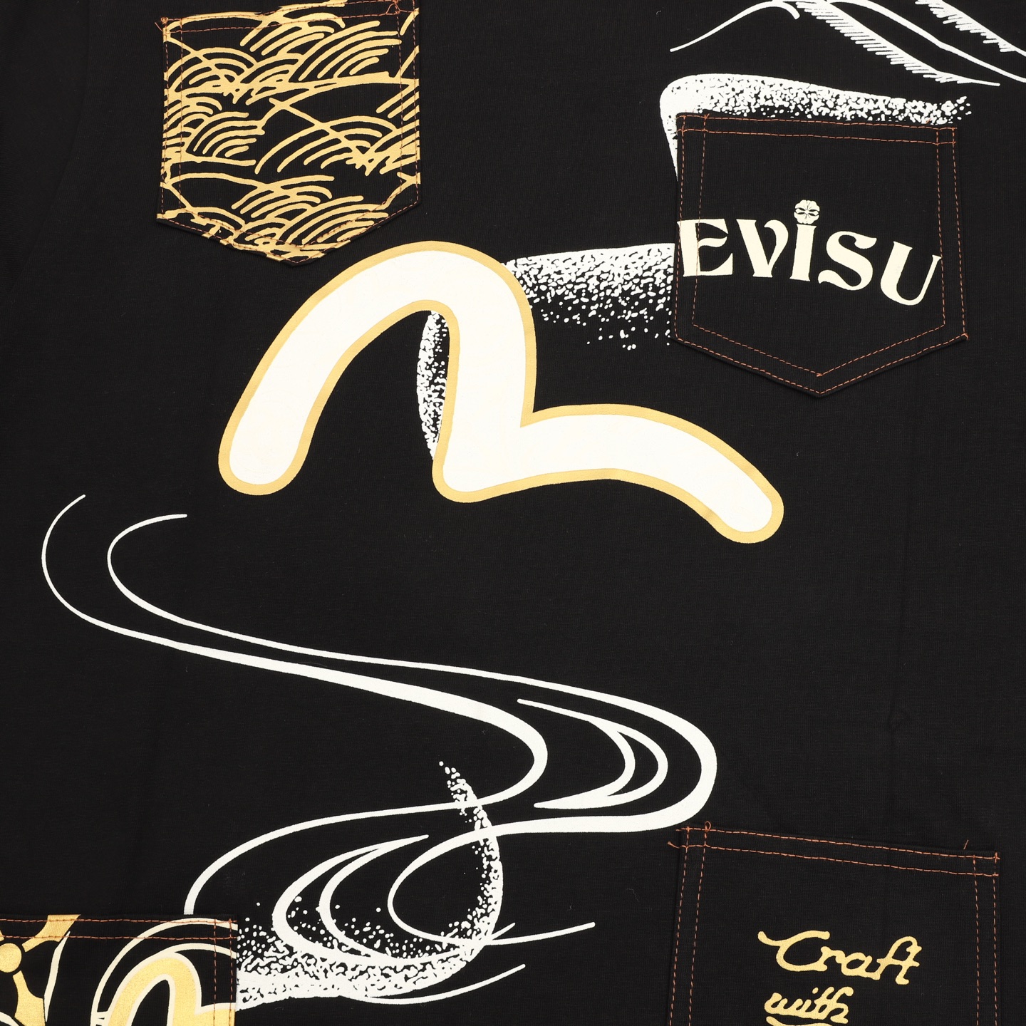 Evisu 25SS Multi-Pocket Multi-Print Wide T-Shirt view